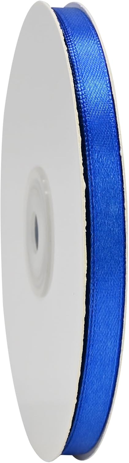 Cinta de satén azul real de doble cara de 14 pulgadas x 50 yardas, cintas de poliéster azul real para envolver regalos, cinta de tela para