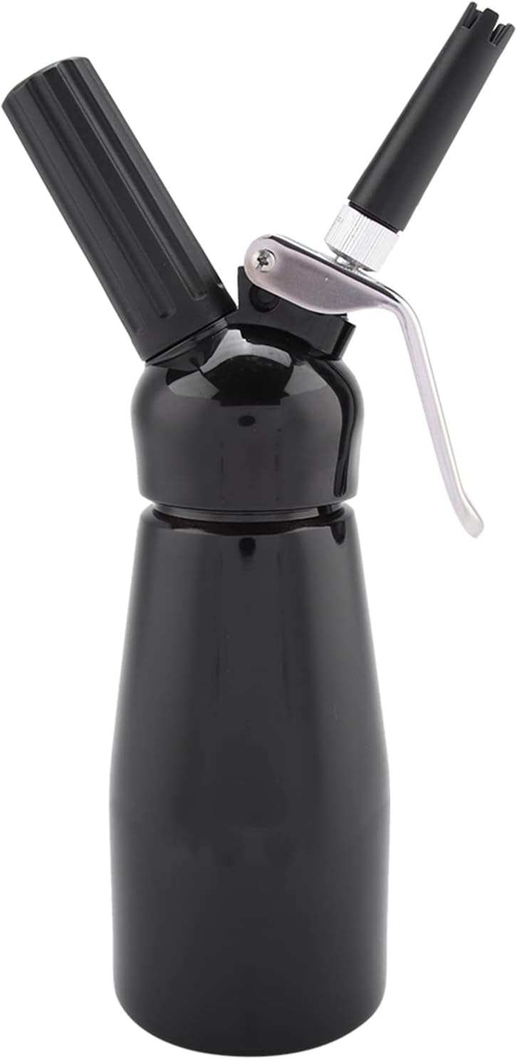 Dispensador de crema, dispensador de mantequilla de crema de postre batido portátil de 8.5 fl oz con cuerpo de aluminio resistente, fabricante de