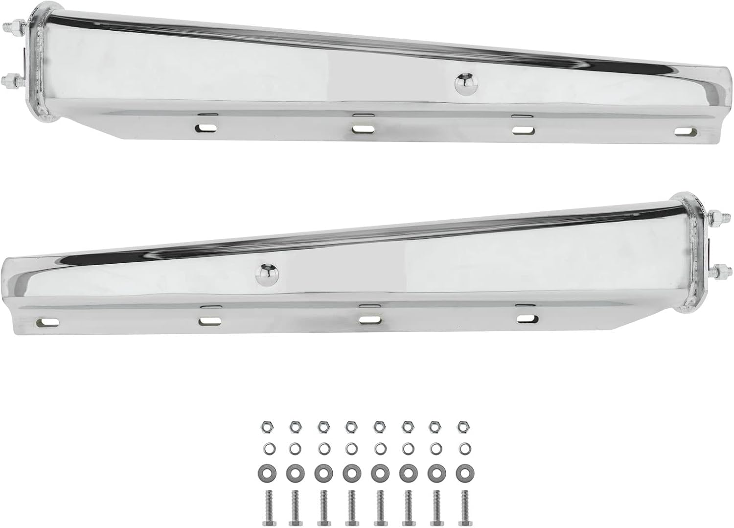 Perchas cromadas para lodo de 30 pulgadas de alta resistencia con resorte para semirremolques, kit todo en uno, recto, espaciado de pernos 2.5
