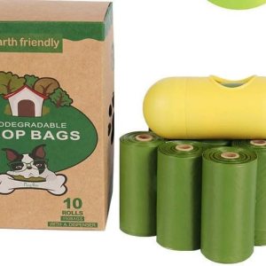 Bolsas para excrementos de perro, 13 x 9 pulgadas, extra fuertes y a prueba de fugas, bolsas verdes con dispensador y clip para correa Bolsas para excrementos de perro, 13 x 9 pulgadas, extra fuertes y a prueba de fugas, bolsas verdes con dispensador y clip para correa