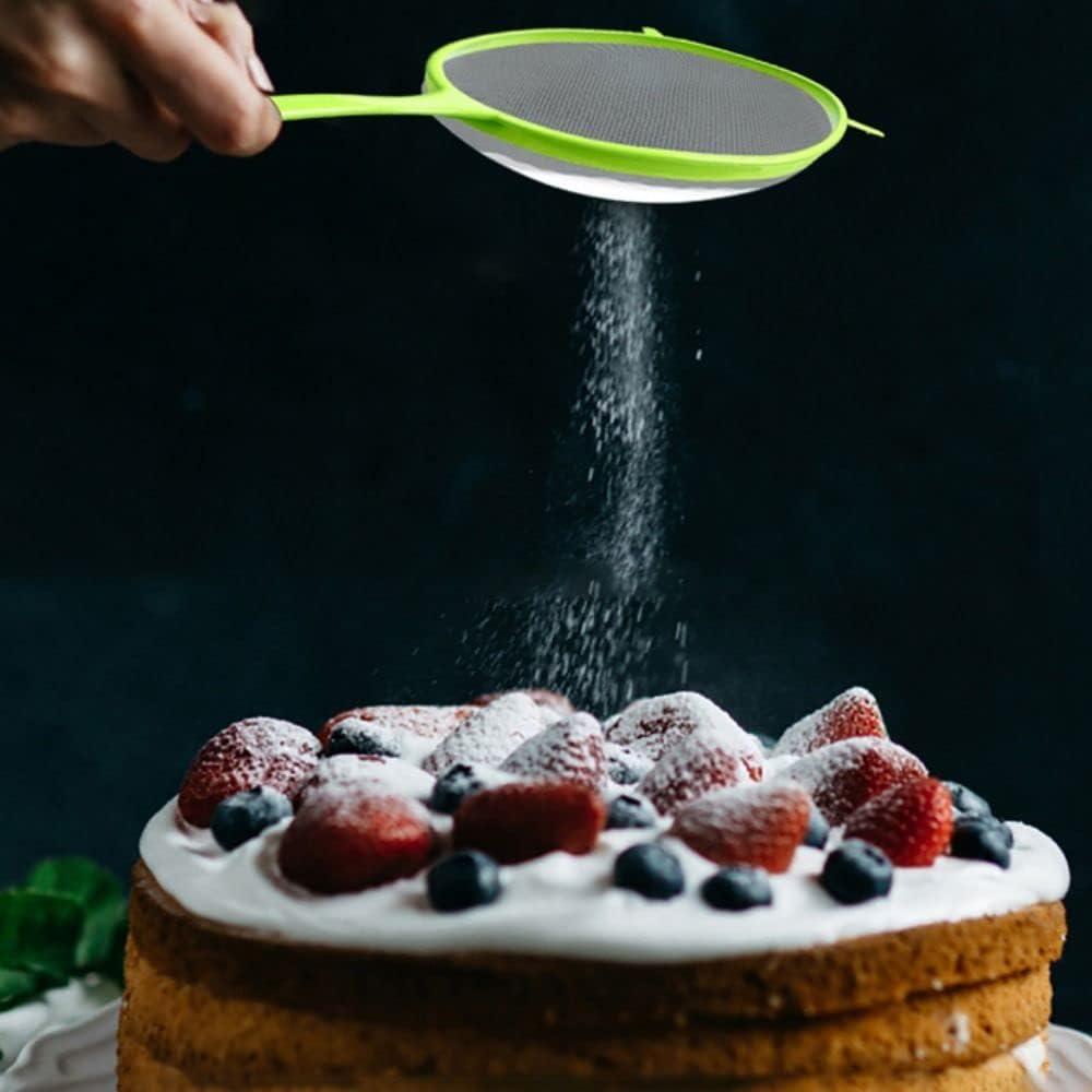 3 unidsset de plástico de malla fina colador de tamiz de alimentos colador con mango para hornear herramienta de cocina té jugo pasta tamiz