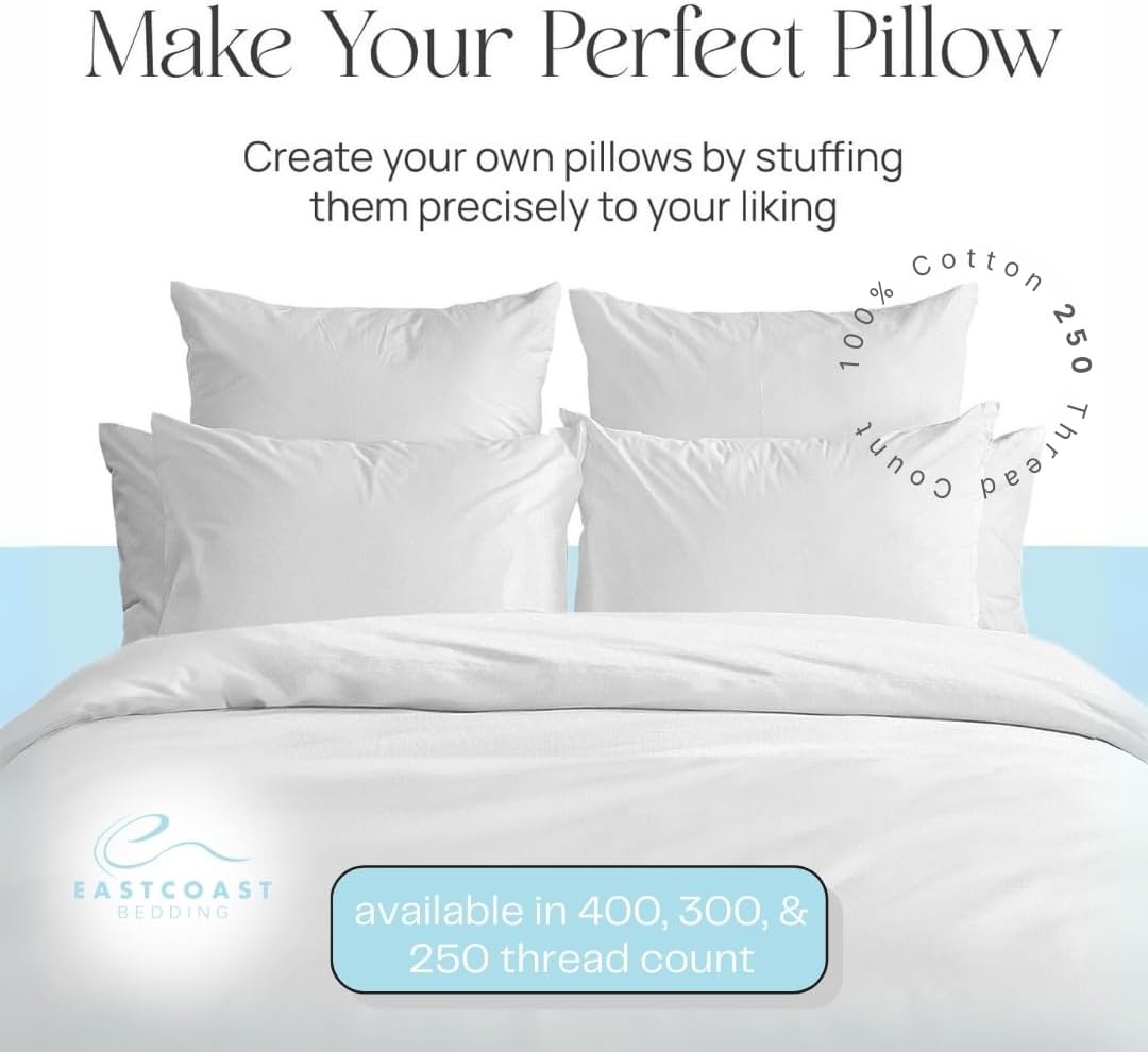 East Coast Bedding  Funda de almohada de repuesto 100% algodón  Funda de almohada de bricolaje  Funda de almohada vacía para relleno personalizado