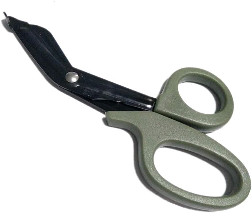 Tijeras de vendaje de rescate táctico multifunción de 7.2 pulgadas Tijeras de trauma EMT con diente de sierra de acero inoxidable afilado (verde)