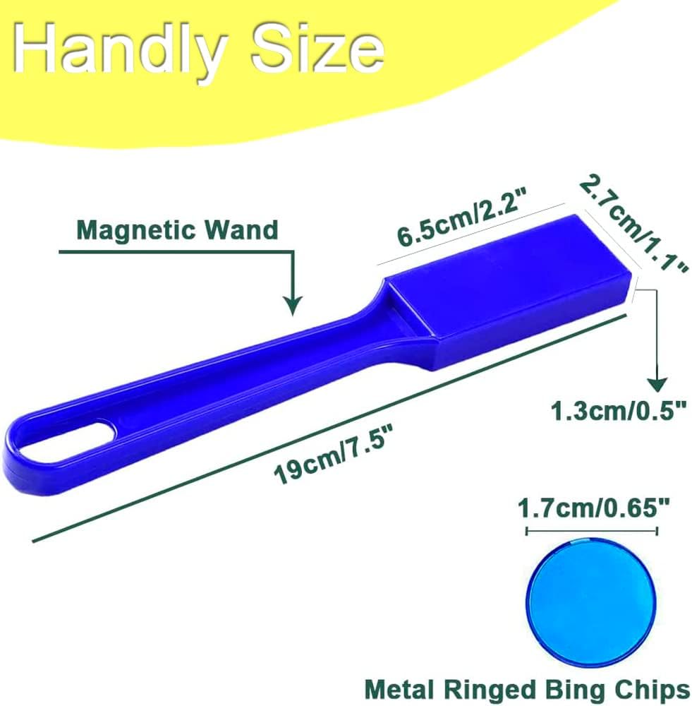 Varitas magnéticas de bingo de 7.5 pulgadas, imanes de refrigerador azules y rojos, herramienta de recolección para clips de papel, clavos,