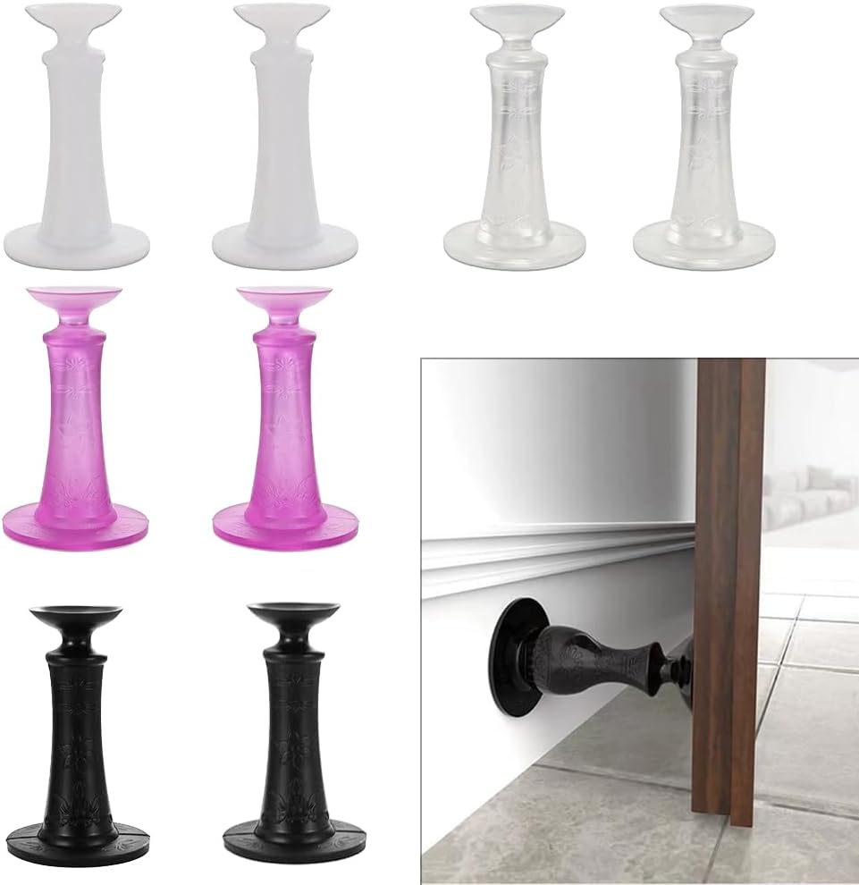 8 topes de puerta de silicona, sin daños, con topes de puerta de goma duraderos reutilizables e impermeables para paredes resistentes, sin necesidad