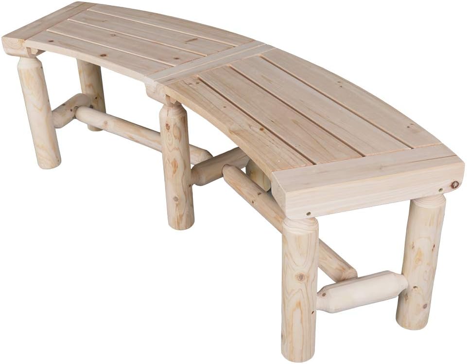 Banco curvado de madera para exteriores, estilo rústico, madera de cedroabeto, para patio, jardín, terraza y patio trasero, 40-55 pulgadas de ancho