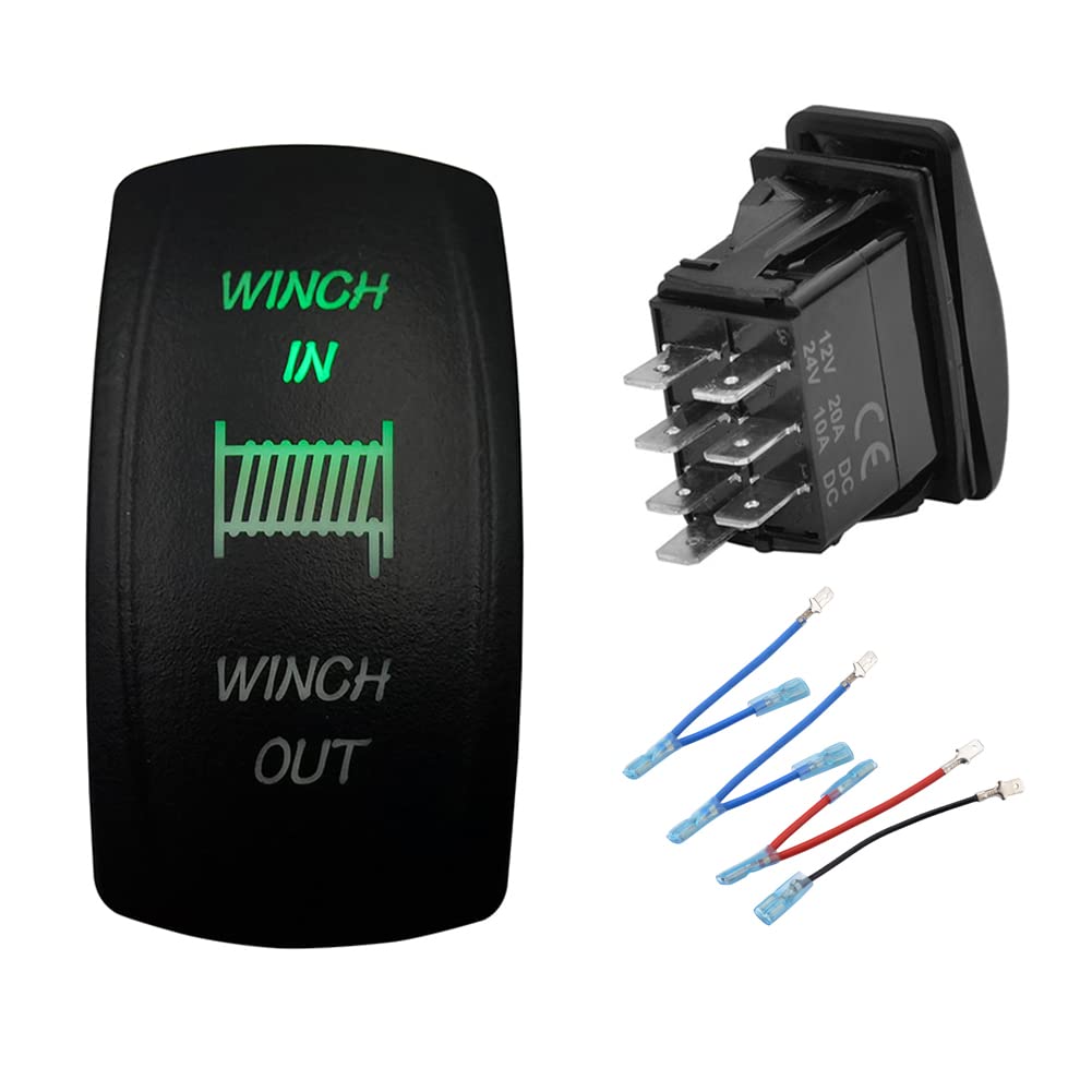 Interruptor basculante momentáneo de cabrestante LED verde de 12 V 24 V, 7 pines (encendido), apagado (encendido), encendidoapagado, interruptor