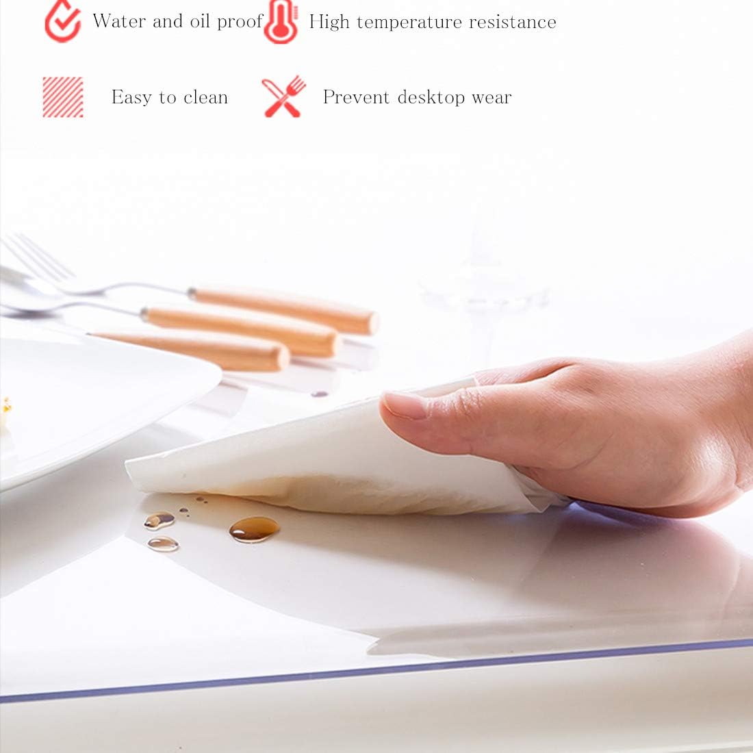 Mantel de PVC transparente, impermeable, de vidrio suave, transparente, cubierta de mesa, lavable, a prueba de aceite, para mesa de comedor,
