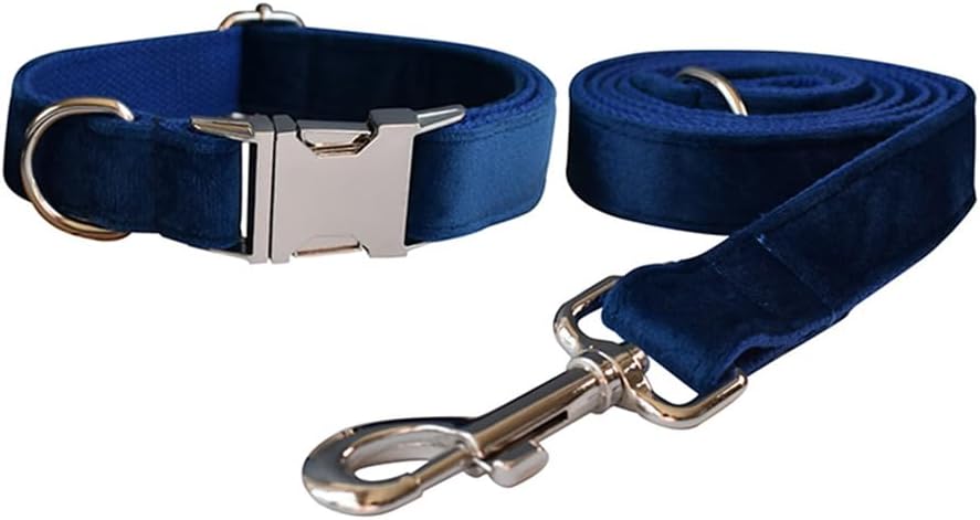 Juego de collar y correa de terciopelo para perro, collar y correa de perro suaves y cómodos, collares ajustables con hebilla de metal resistente