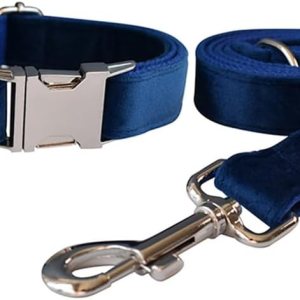 Juego de collar y correa de terciopelo para perro, collar y correa de perro suaves y cómodos, collares ajustables con hebilla de metal resistente Juego de collar y correa de terciopelo para perro, collar y correa de perro suaves y cómodos, collares ajustables con hebilla de metal resistente