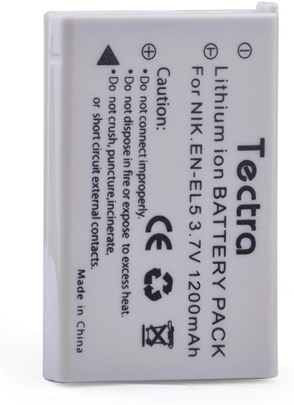 Tectra Batería EN-EL5 ENEL5 para Nikon Coolpix P3, P4, P90, P80, P100, P500, P510, P520, P530, P5000, P6000, S10, 3700, 4200, 5200, 5900, 7 900