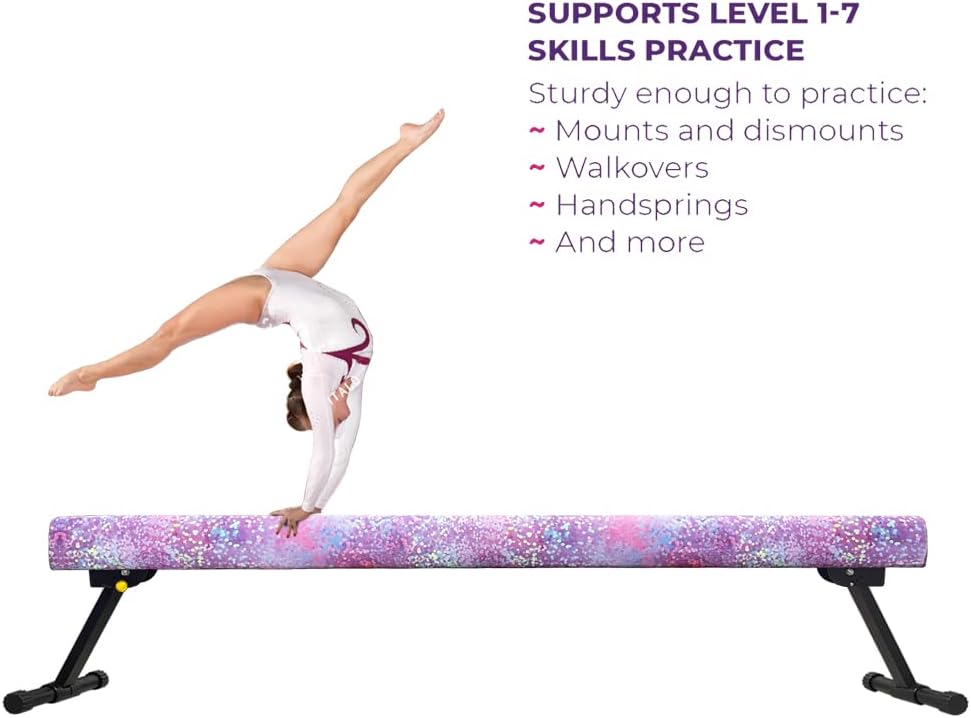 7.2ft Ultrasimple Adjustable&Foldable Balance Beam,High-Low Floor Beam Suede Gymnastics Equipment,No Tool Require, Gymnastics Beam for