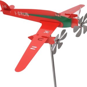 Molino de viento para aviones, metal con forma de avión para el clima, hilandero de viento 3D, rojo, a prueba de óxido, liso, molino de viento de Molino de viento para aviones, metal con forma de avión para el clima, hilandero de viento 3D, rojo, a prueba de óxido, liso, molino de viento de