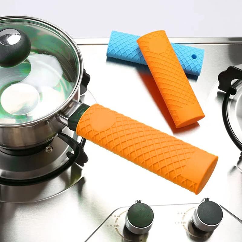 MroMax Soporte de silicona para mango caliente de 6.1 pulgadas, mango antideslizante resistente al calor, para ollas de hierro fundido, woks,