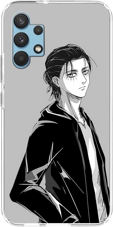 PONNYC Funda protectora transparente suave TPU antideslizante anticaída para Samsung Galaxy A32 5G Eren Jager Anime Japón Comic08