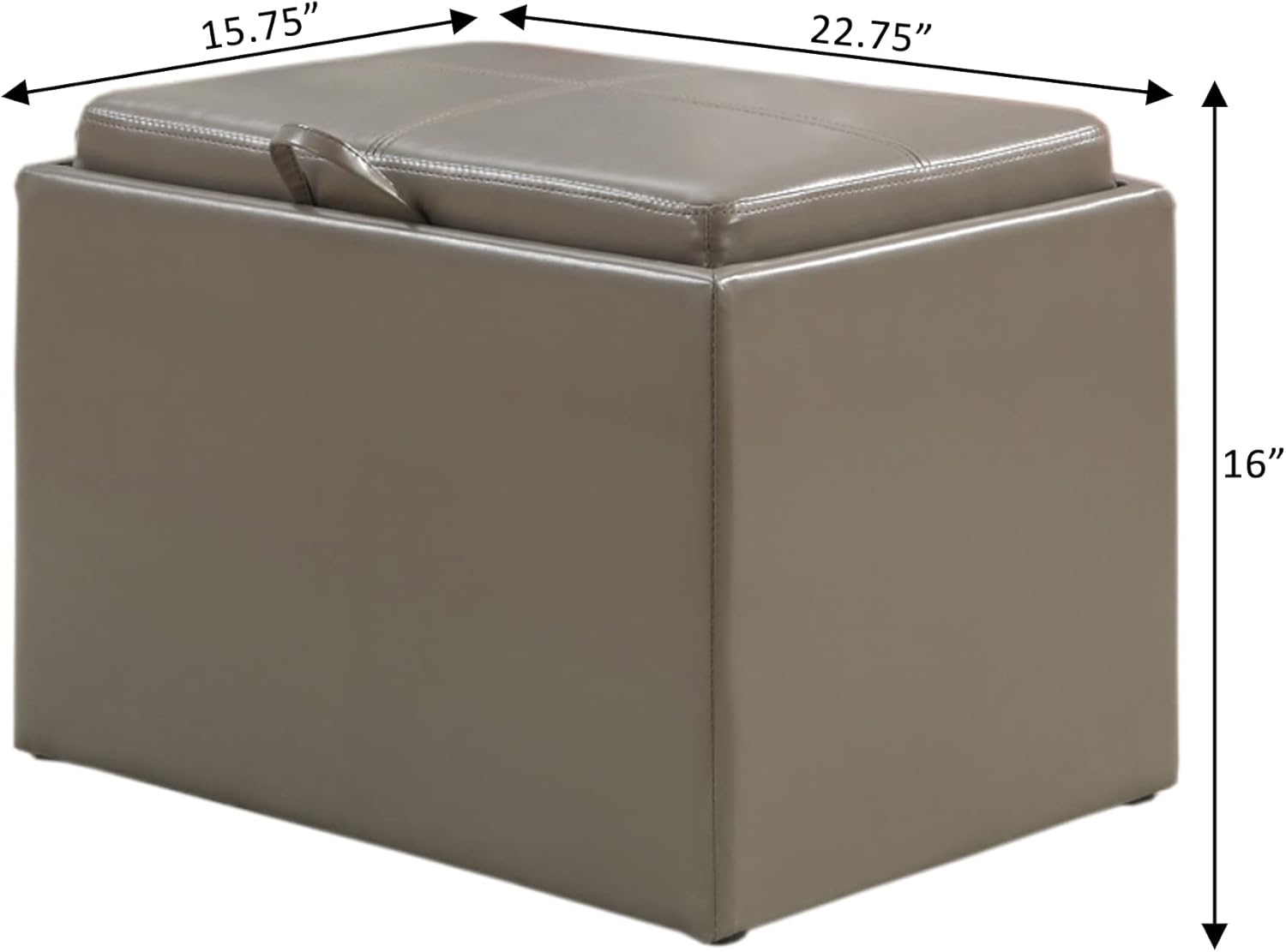 Convenience Concepts 143523 otomana de almacenamiento estilo moderno, Cuero, gris