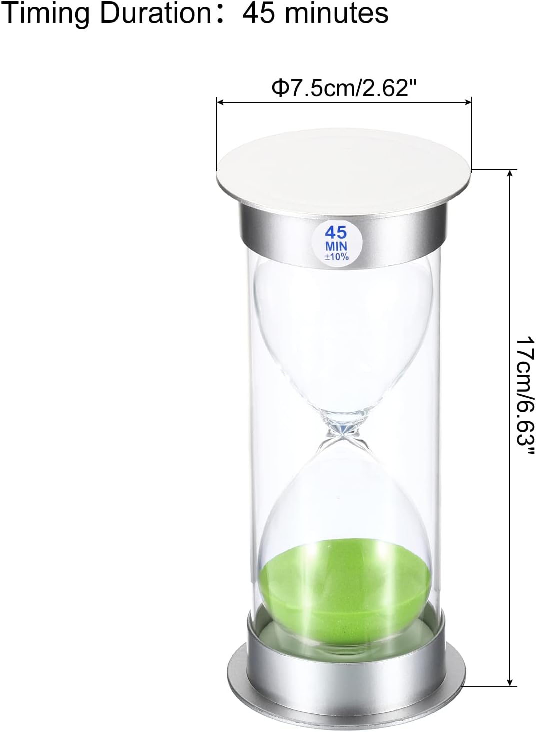PATIKIL Temporizador de arena de 45 minutos, reloj de arena con cubierta de plástico, vidrio de arena para juegos, cocina, recuerdos de fiesta,