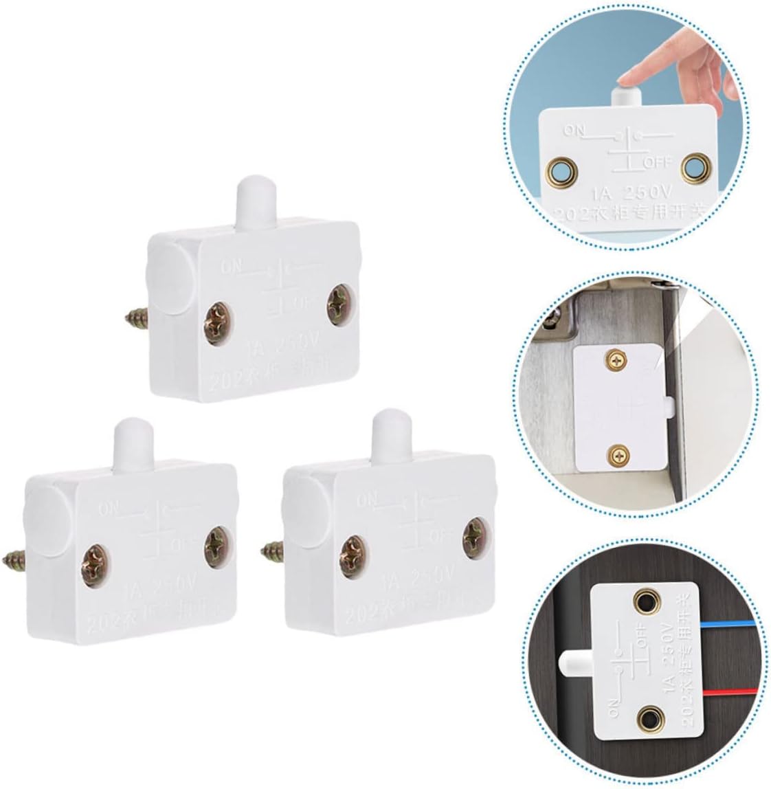 Luz LED Normalmente Cerrada Luces de Lámpara para Armarios sin Puerta Eléctrica Activada Luz Armario Luz Automática ABS Luz 3pcs