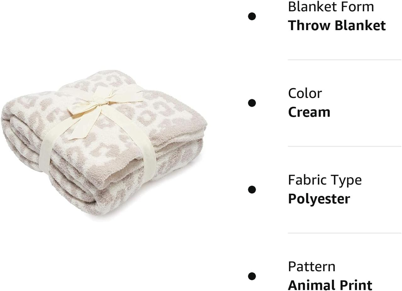 Moonase Manta suave y peluda, manta de leopardo, acogedora manta de microfibra de felpa cómoda para sofá, cama, lavable a máquina (crema, 51 x 71