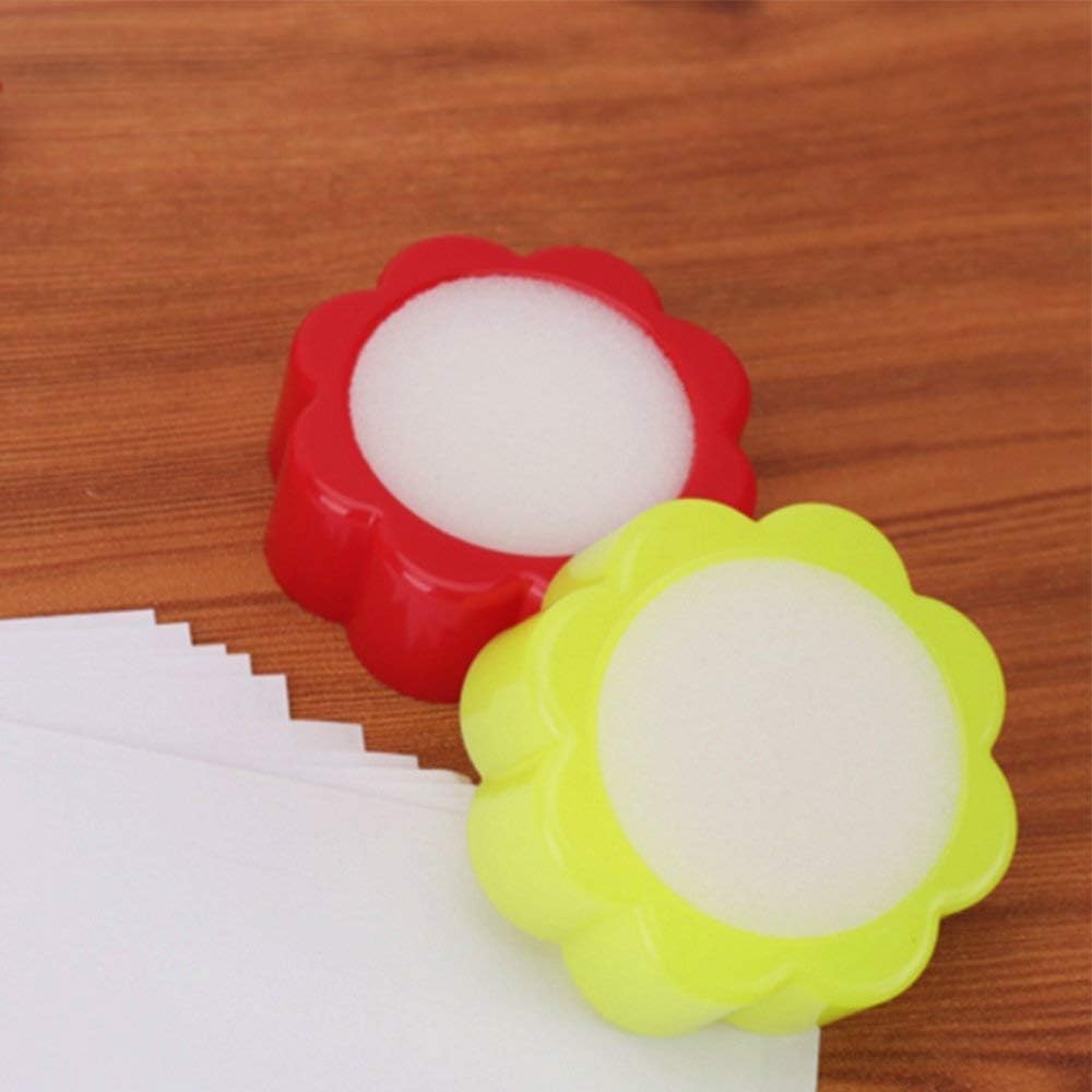 Esponja de conteo resistente con forma de flor, esponja húmeda para contar dinero en efectivo para uso en bancos de oficina, rojo y amarillo,