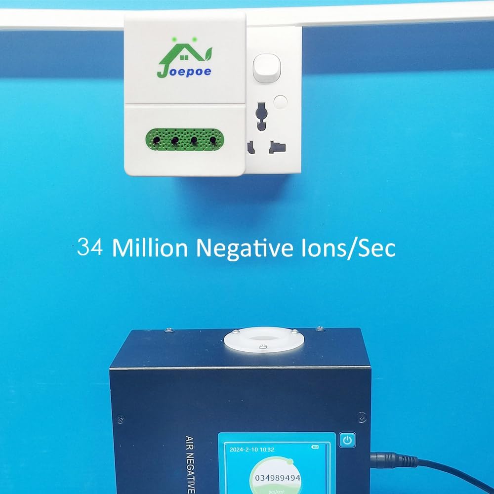 Joepoe Purificador de aire ionizadorpurificador de aire enchufable con salida de tecnología de iones de hasta 34 millones de aniones por segundo,