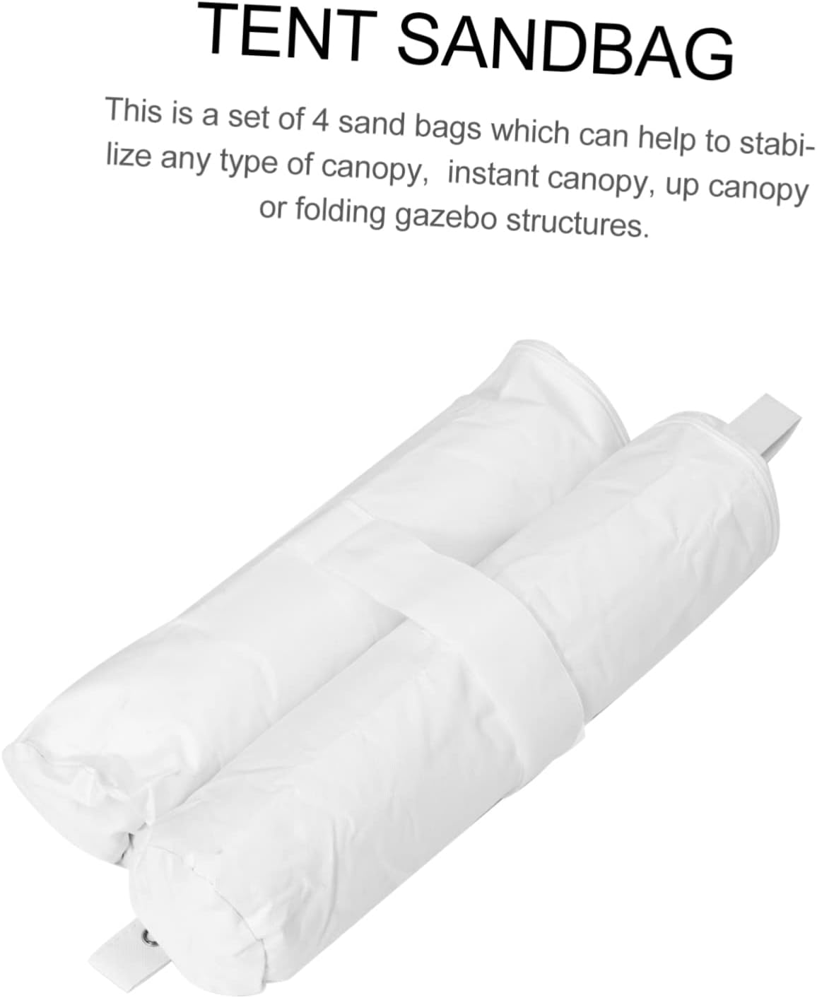 Bolsas de arena para toldo, 4 unidades, color blanco, resistente, resistente al viento, toldo para exteriores, toldo, pesos, marco de soporte,