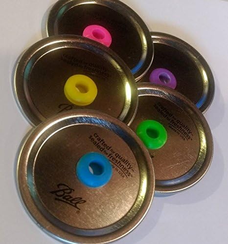 Tapas de vaso para tarros Mason con agujero para popote y ojales de silicona (tapa de boca ancha, color negro)