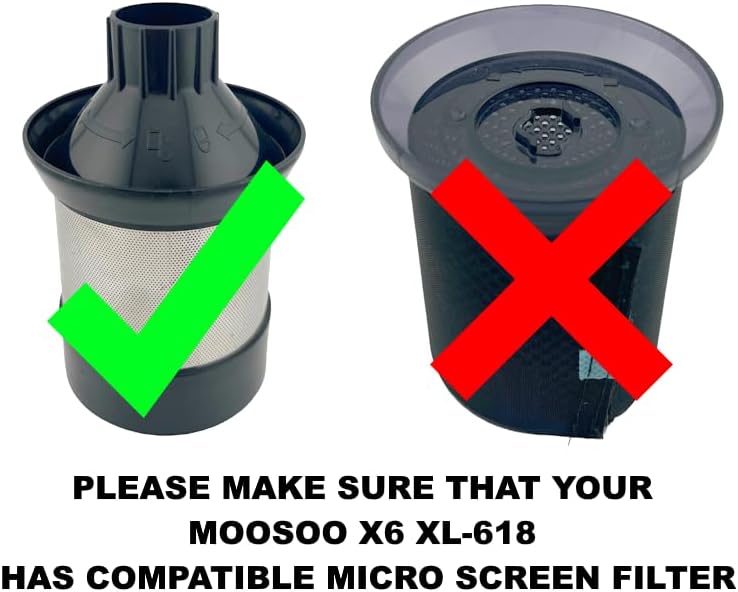 Filtro de pantalla micro de plástico ensamblado reemplazo compatible para aspiradora de palo inalámbrico MOOSOO X6 XL-618A