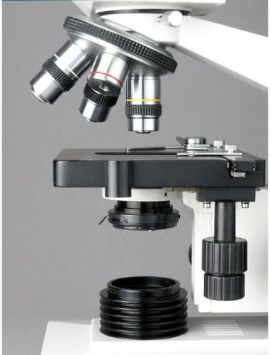 AmScope Microscopio binocular compuesto B490B-LED, oculares WF10x y WF20x, aumento 40X-2000X, Brightfield, iluminación LED, condensador Abbe, etapa