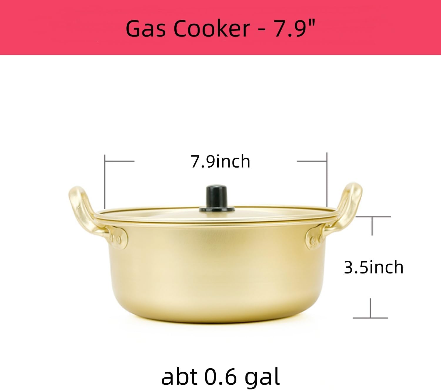 Olla de aluminio amarilla Corea del Sur Fideos Estirados Pot Fideos Instantáneos Super popular Cooker-7.9inch