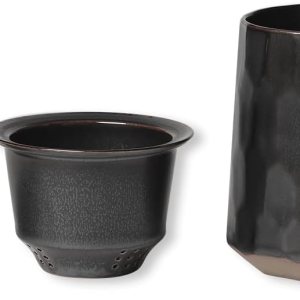 globe faith Taza de té de cerámica con infusor y tapa, taza de té de infusión de hojas sueltas de gres y filtro de cesta para el hogar, oficina o globe faith Taza de té de cerámica con infusor y tapa, taza de té de infusión de hojas sueltas de gres y filtro de cesta para el hogar, oficina o