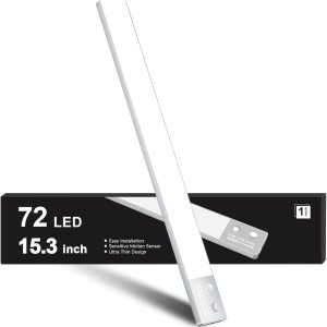 Qxeutm Luces recargables de 3000 mAh para debajo del gabinete, 15.3 pulgadas, 72 luces LED con sensor de movimiento para interiores, luz magnética Qxeutm Luces recargables de 3000 mAh para debajo del gabinete, 15.3 pulgadas, 72 luces LED con sensor de movimiento para interiores, luz magnética