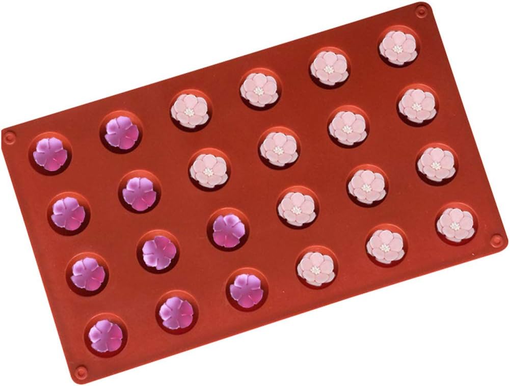BUSOHA Moldes de silicona semicírculos de 24 cavidades, mini molde redondo de semicírculo, molde para fondant de cúpula de té con bomba, bandeja