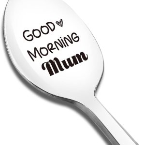 Cuchara grabada con texto en inglés “Good Morning Mum Spoon”, regalo divertido para mamá, madre, helado, té, café, cereales, el mejor regalo de Cuchara grabada con texto en inglés “Good Morning Mum Spoon”, regalo divertido para mamá, madre, helado, té, café, cereales, el mejor regalo de