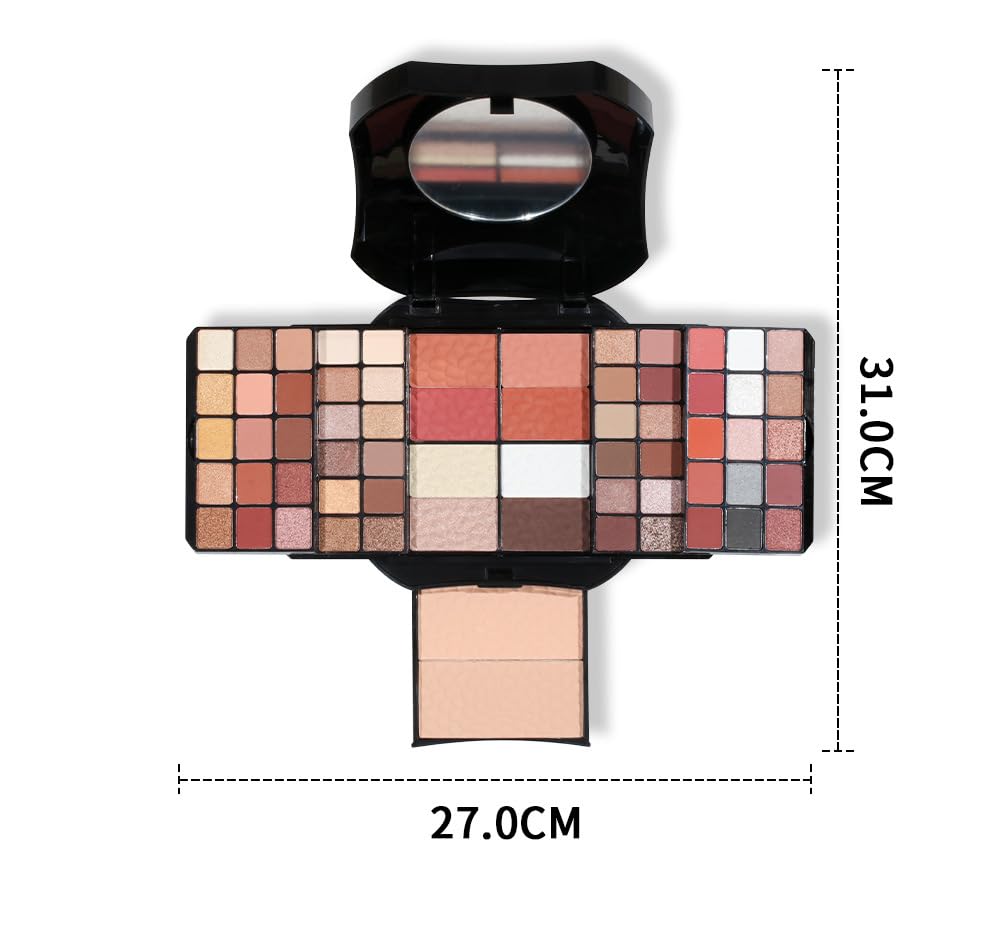 Kit de maquillaje cosmético de 64 colores para adolescentes, kits de maquillaje para niñas, paleta de maquillaje, sombra de ojos, espejo de