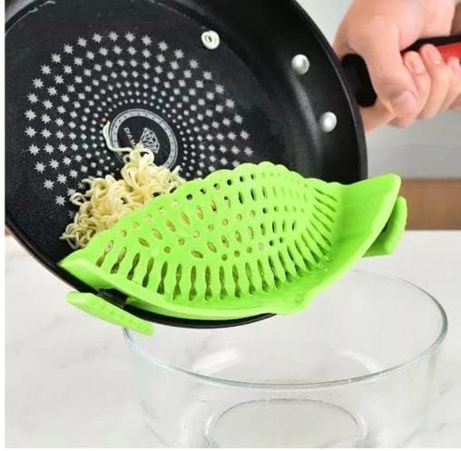 ENDEGOO – Colador de silicona y colador de pasta, colador ajustable de clip negro para ollas, sartenes y cuencos, colador de cocina para frutas y
