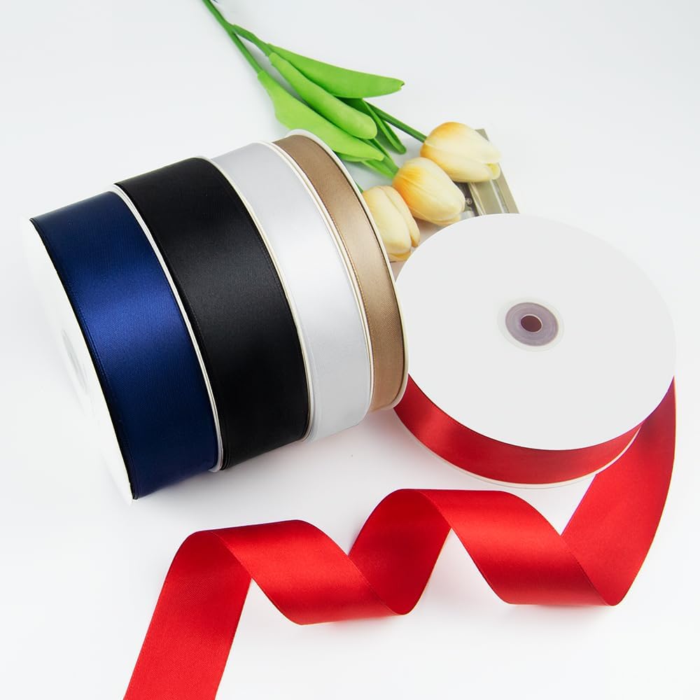 Quhora Cinta de satén de 1-12 pulgadas x 100 yardas, cinta ancha verde seda con carrete, ideal para envolver regalos, ramos florales, manualidades,