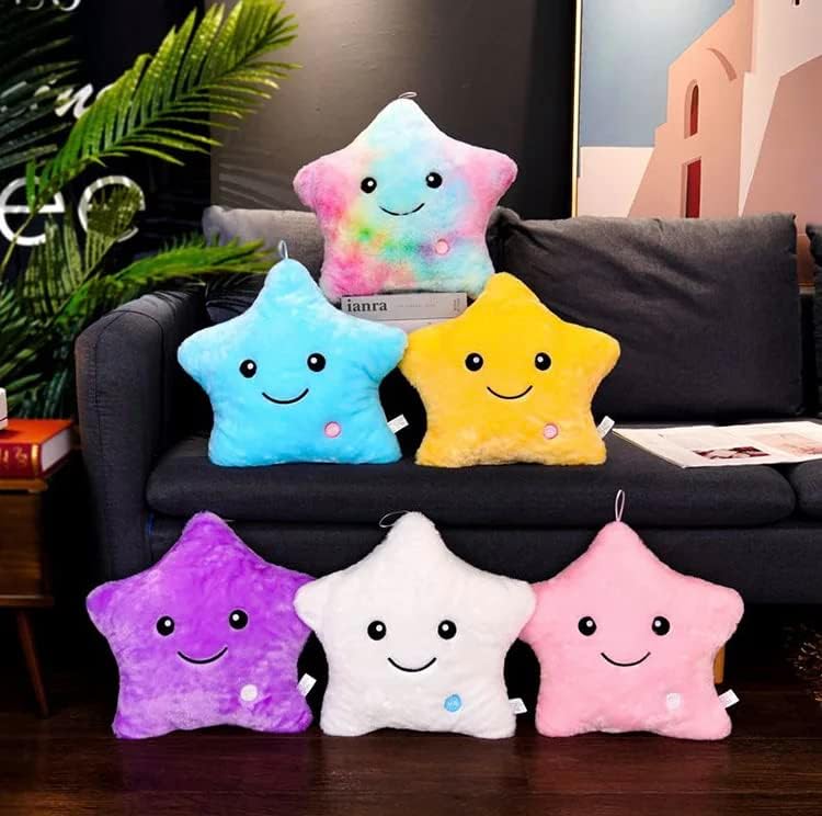 Star – Almohada de peluche con luces LED de 13.8 in (azul)