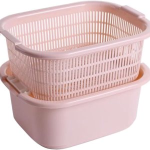 BESTonZON Cesta de lavado de verduras, juego de tazones de colador de cocina, cesta de lavado de frutas, coladores de frutas, coladores de plástico BESTonZON Cesta de lavado de verduras, juego de tazones de colador de cocina, cesta de lavado de frutas, coladores de frutas, coladores de plástico