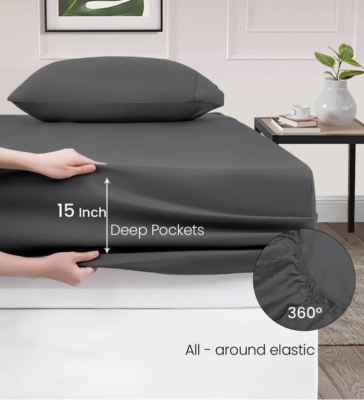 SGI bedding Juego de sábanas de algodón egipcio de 1000 hilos, sábanas de 1000 hilos para cama tamaño King, sábanas suaves y duraderas, sábanas de