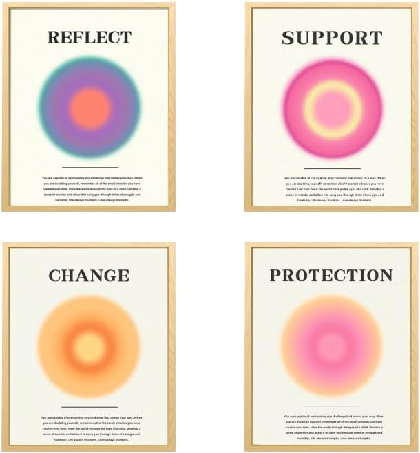 4 pósteres de aura para habitación, estético, positivo, colorido, aura granulada, citas inspiradoras, lienzo, arte de pared, impresión espiritual,