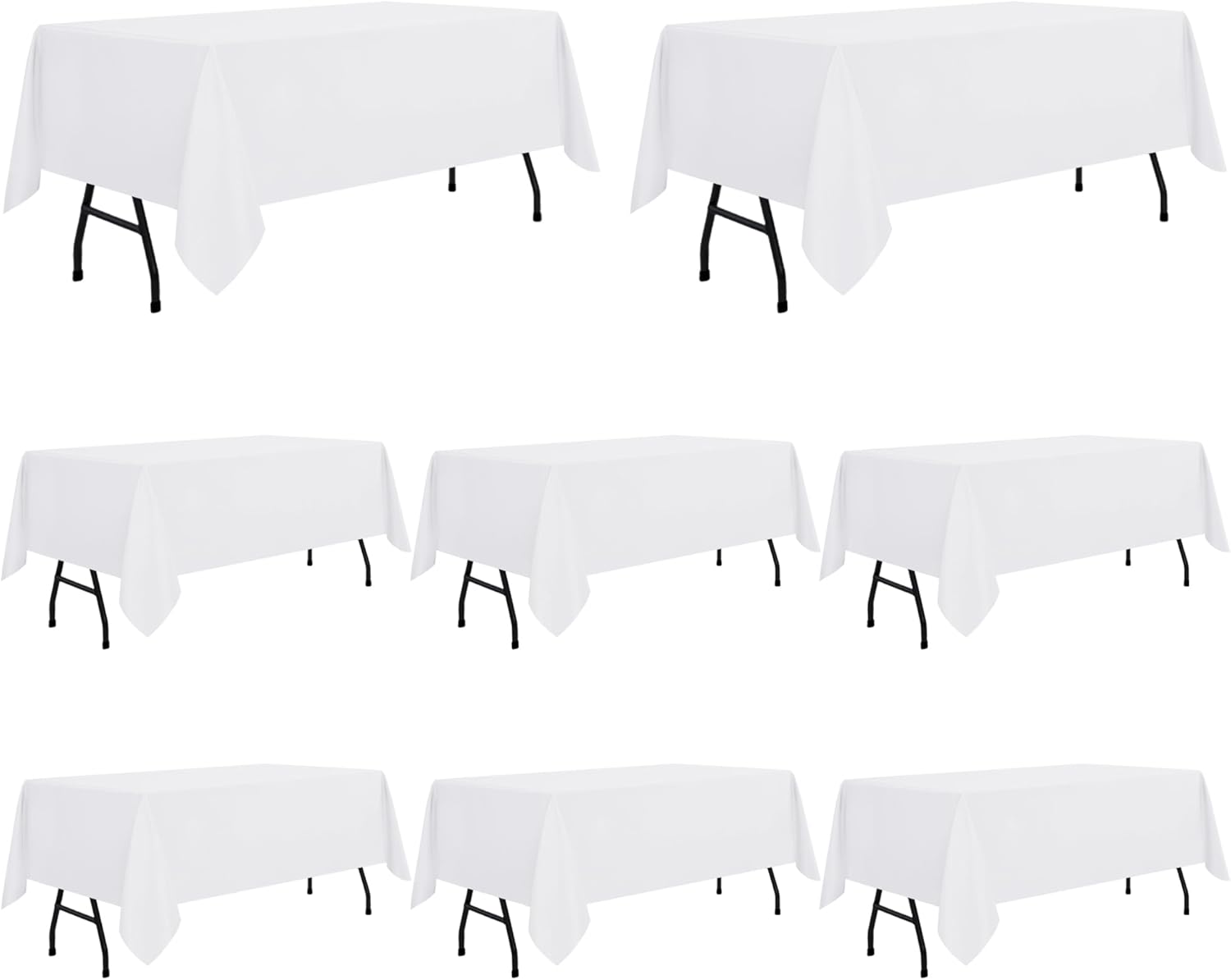 sancua Paquete de 8 manteles rectangulares de poliéster de 60 x 84 pulgadas, resistentes a las manchas y a las arrugas, lavables, para comedor,