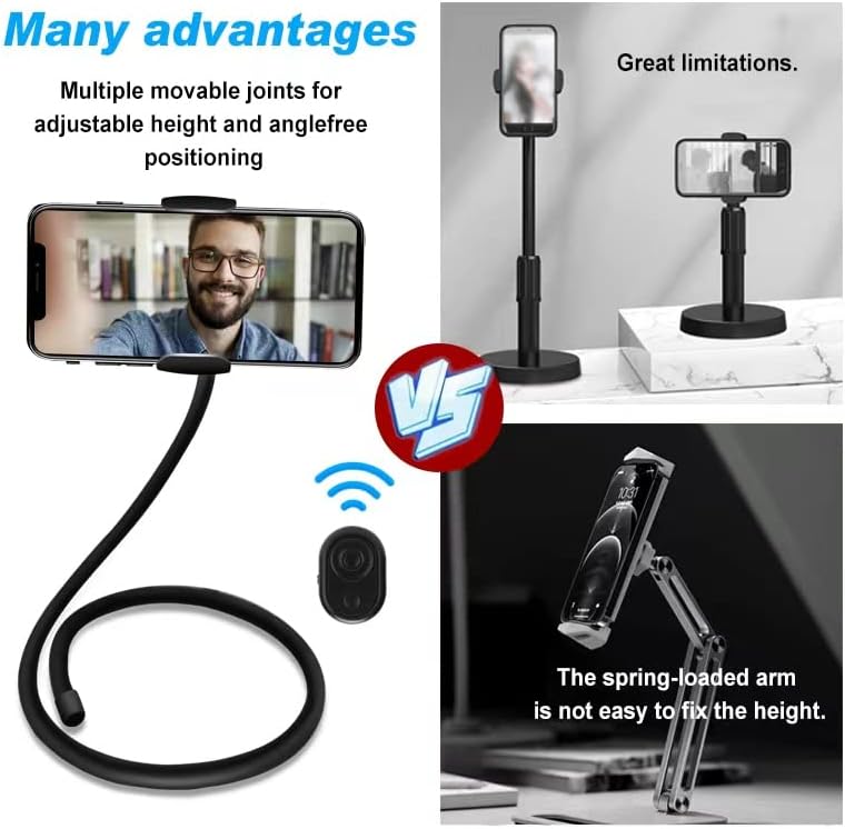Soporte de cuello de cisne para teléfono celular con abrazadera, soporte perezoso, soporte para teléfono para cama, soporte de montaje flexible para