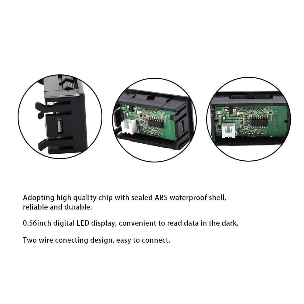 Voltímetro de 0.56 pulgadas de dos cables DC 2.5-30 V pantalla LED digital medidor de voltímetro digital para batería de 12 V 24 V coche,