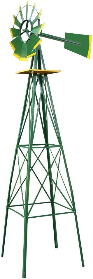 Molino de viento de acero ornamental de 8 pies para jardín, paleta resistente a la intemperie, decoración para el hogar, jardín, patio trasero