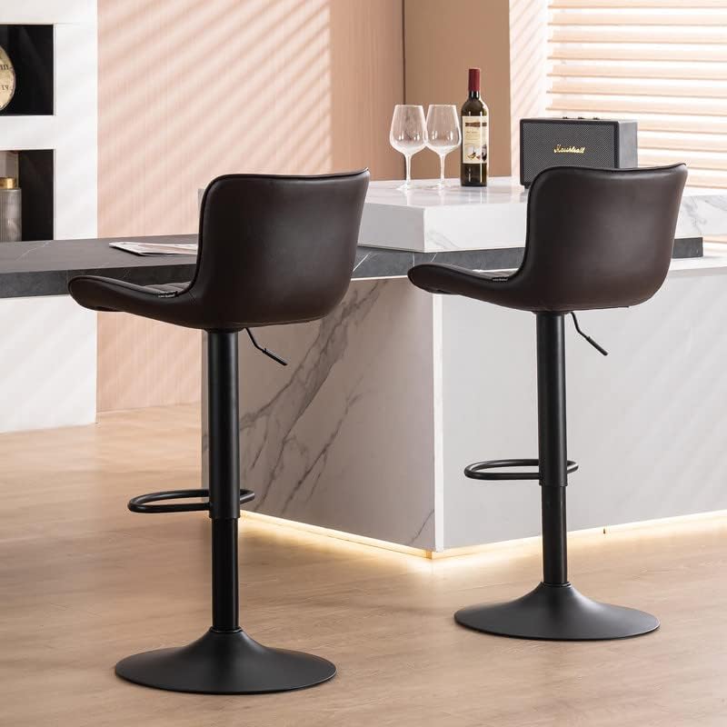 YOUNUOKE Taburetes de bar de altura de mostrador para isla de cocina de 24 pulgadas, taburetes de bar modernos marrones con taburetes giratorios