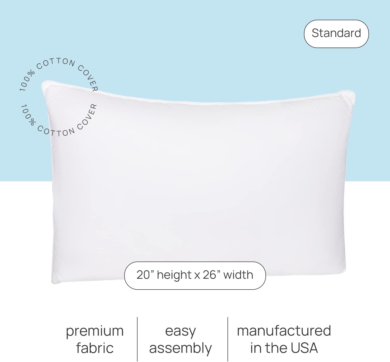 Funda de almohada vacía de tamaño King y Queen estándar, 100% algodón, tapicería, funda de almohada de bricolaje para relleno de plumón a granel,