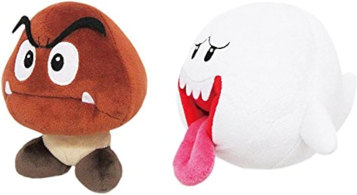 Little Buddy Juego de 2 muñecas de peluche de Super Mario All Star 1427 Goomba y 1428 Ghost Boo