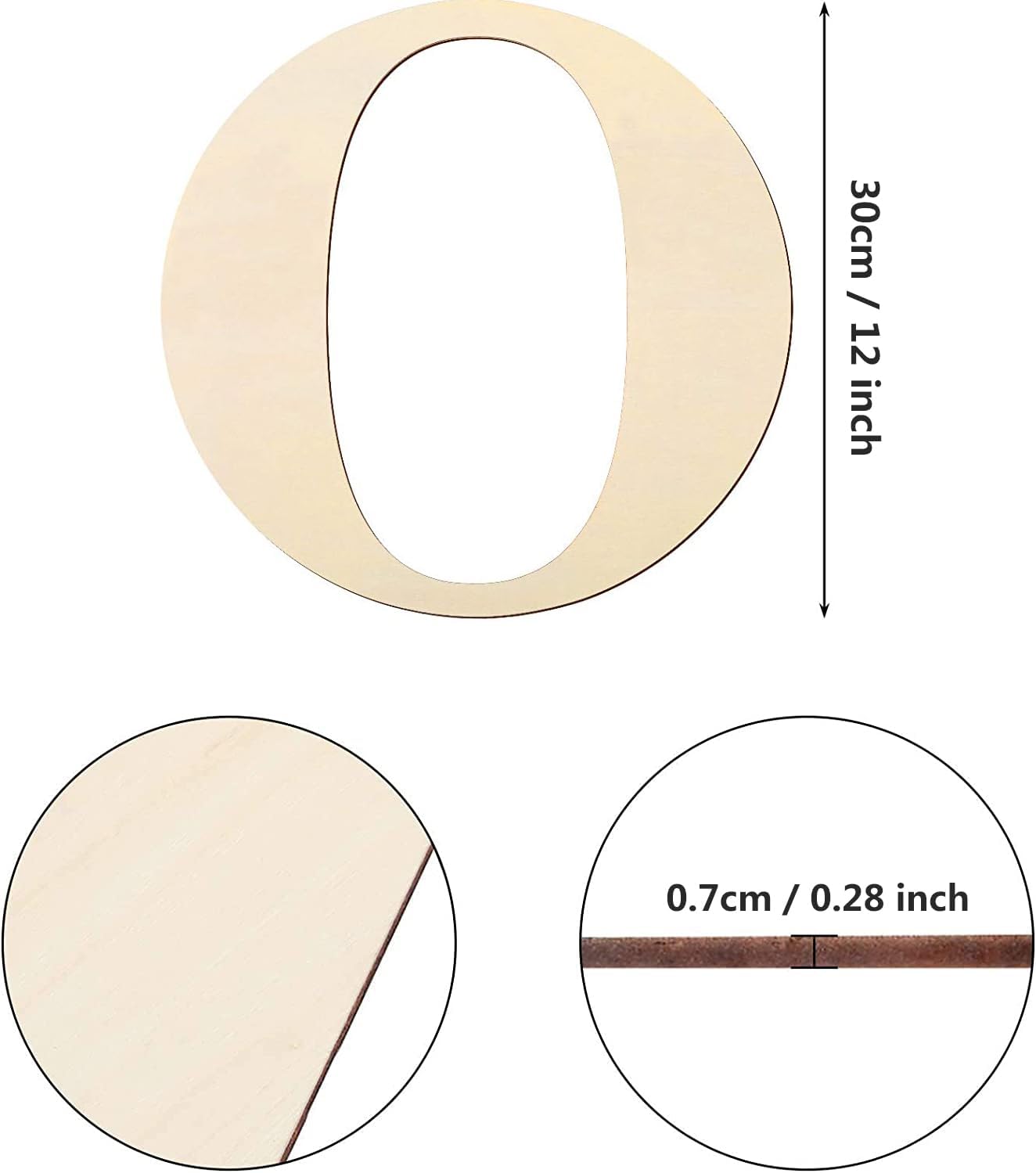 Letras de madera de 12 pulgadas de alto, letras de madera sin terminar de 0.28 pulgadas de grosor, letras de madera en blanco para decoración de
