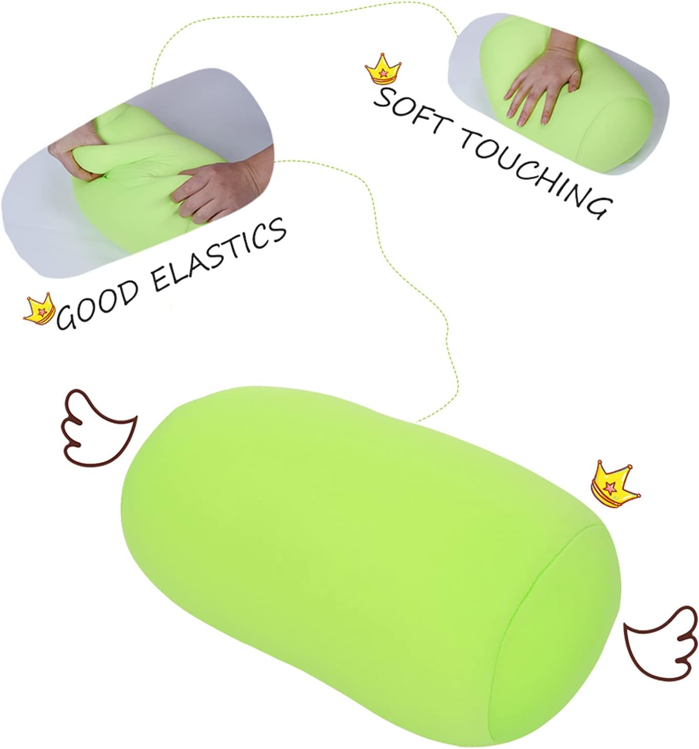 EBTOOLS Cilindro de soporte de espalda inferior Microbead RollRound Neck PillowSmooth Soft Touch FabricTube Soporte cervical para viajes o en casa